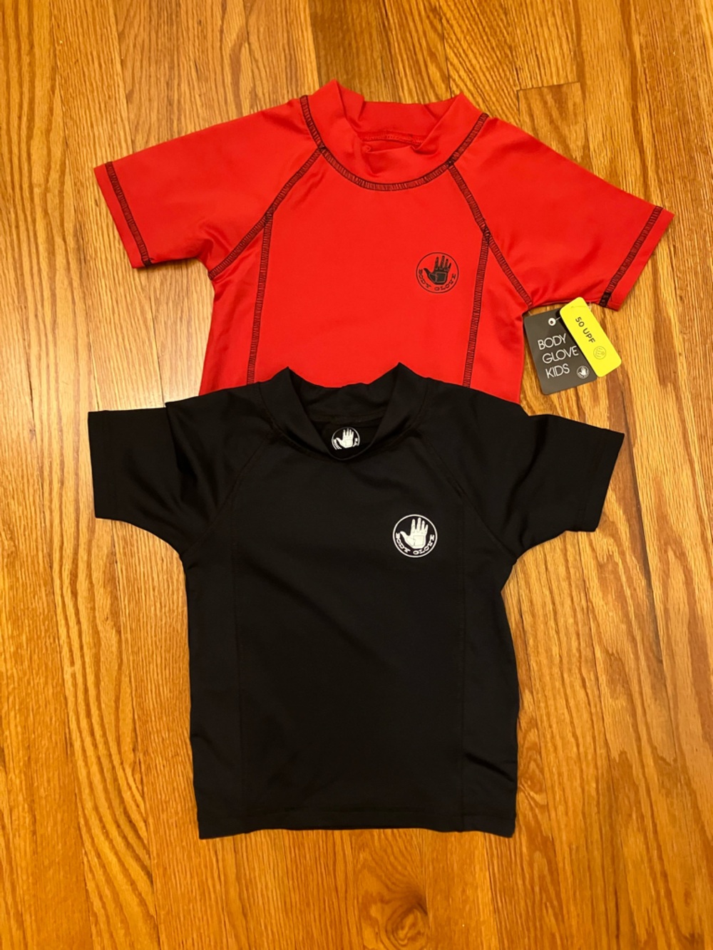 Body Glove Kids Short Sleeve Rash Guards - Red & Black Set